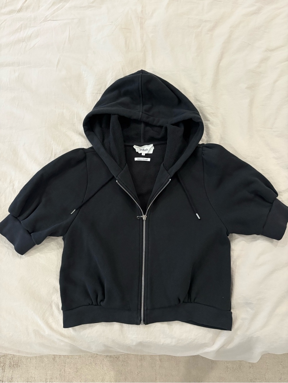 BA&SH short sleeve zip black hoodie